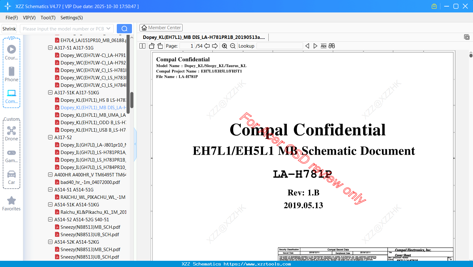 Laptop ACER Dopey_KL(EH7L1)_MB DIS_LA-H781PR1B_20190513a
